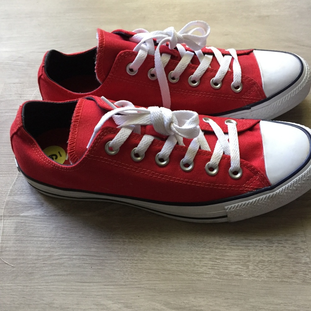 Red Canvas Low Top Converse Sneakers